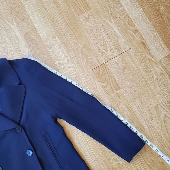 Norma Kamali | Double Breasted Peacoat Blazer - size 4 in Navy - Picture 10 of 12